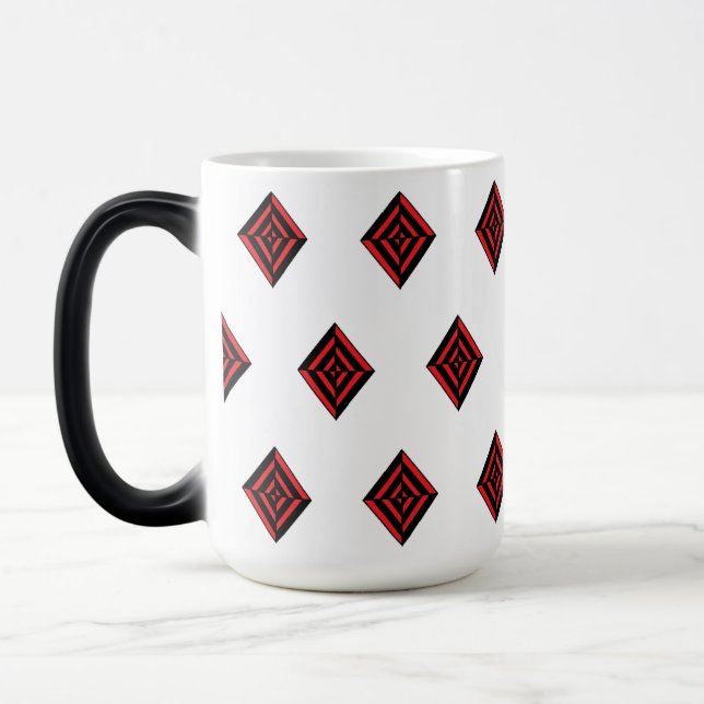 Taza Mágica Red and Black Geometric Diamond Pattern Modern Tot (Izquierda)