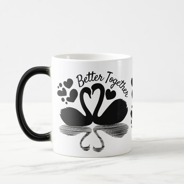 Taza Mágica Reflexión de la silueta de cisne en el agua (Izquierda)