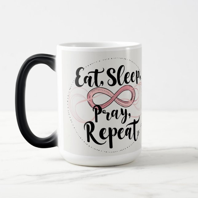 Taza Mágica Refrán de comer, dormir, rezar (Izquierda)