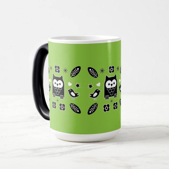 Taza Mágica Regalo de arte popular de búho escandinavo (Anverso izquierdo)