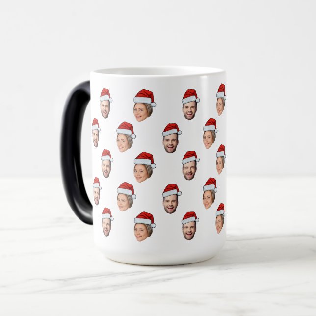 Taza Mágica Regalo de Navidades fotográficos Santa Hat Persona (Anverso izquierdo)
