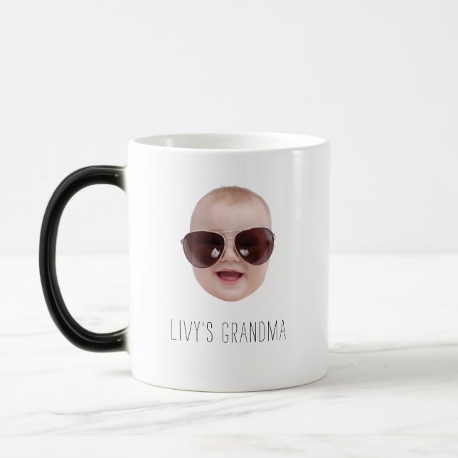Taza Mágica Regalo moderno de fotos de bebés de los nietos (Izquierda)