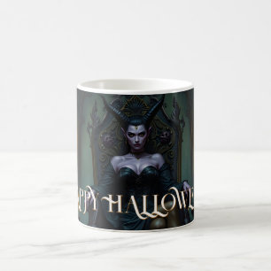 Taza Mágica Reina Demonio Entronizada a la Luz de las Velas