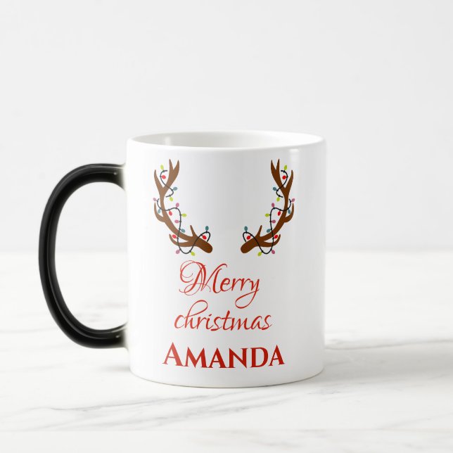 Taza Mágica Reno personalizado - Feliz Navidad (Izquierda)