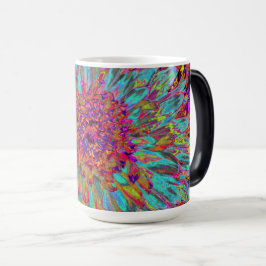 Taza Mágica Resumen azul Verde azulado psicodélico Dahlia deco