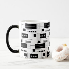 Taza Mágica Resumen moderno de mediados de siglo Blanco negro 