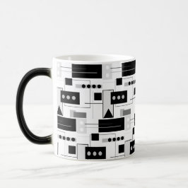 Taza Mágica Resumen moderno de mediados de siglo Blanco negro
