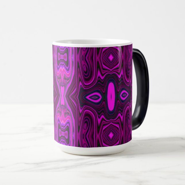 Taza Mágica Resumen retro Patrón rosa caliente y magenta (Anverso derecho)