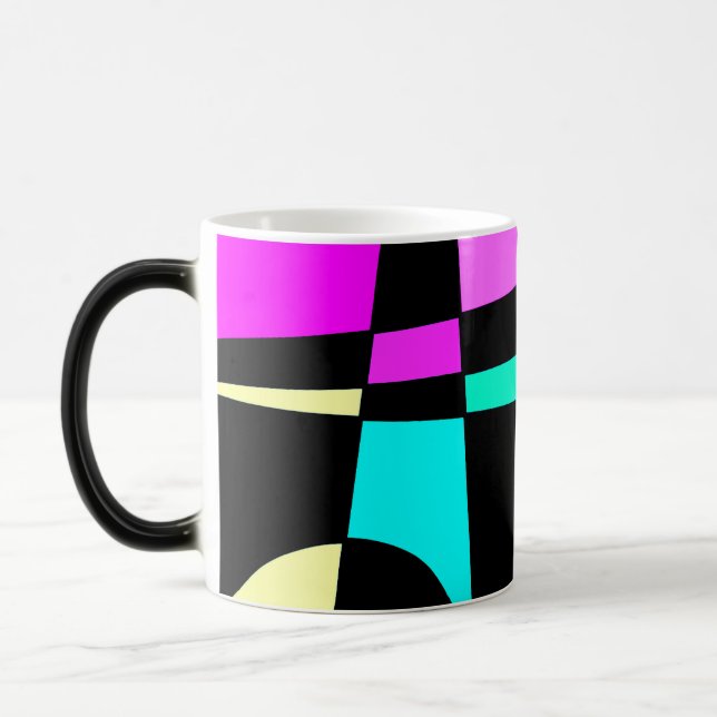 Taza Mágica Resumen Surfing Turquoise Hot Pink Yellow Black (Izquierda)