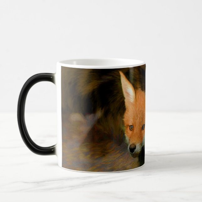 Taza Mágica Retrato de Little Baby Fox Cub (Izquierda)