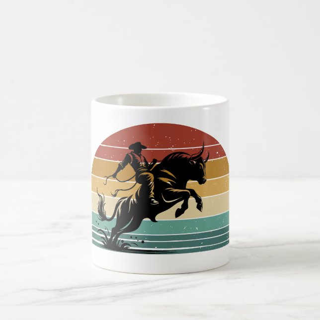 Taza Mágica Retro Bull Riding Sunset Western Art (Centro)