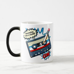 Taza Mágica Retro cassette with pencil – Pop-art design with t