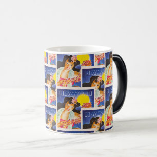 Taza Mágica Retro Hawaii Flower Girl Art