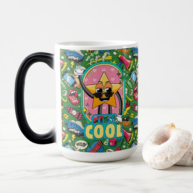 Taza Mágica Retro Pop Art "Stay Cool" Morph Mug (Con donut)