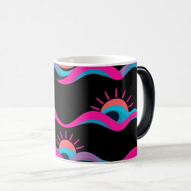 Taza Mágica Retro Wave Mug Design – 80s Geometric Sun & Wave (Anverso derecho)