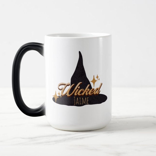 Taza Mágica Retro Witch Gorra Nombre malvado (Izquierda)