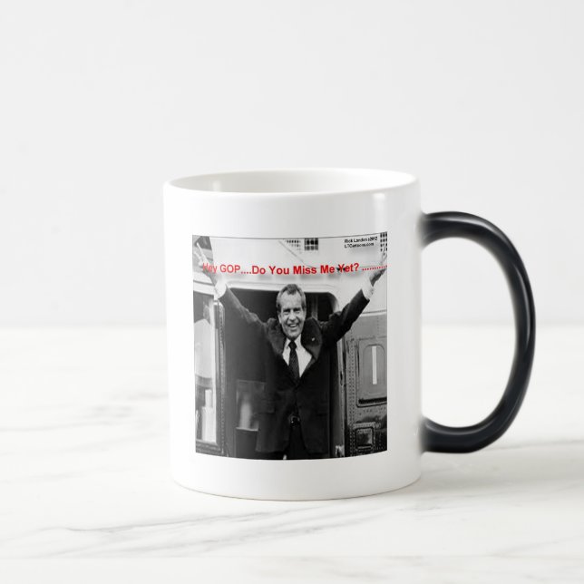 Taza Mágica Richard Nixon "¿Ya me extrañé?" Divertidos regalos (Derecha)