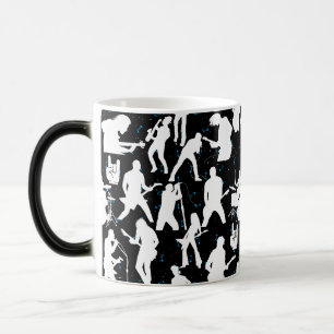 Taza Mágica Rock Band Silhouette Pattern.w Black BG