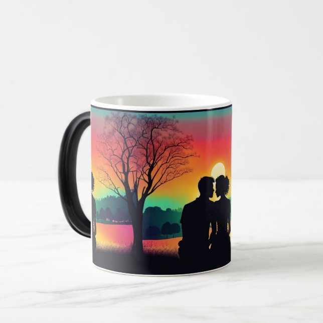 Taza Mágica Romantic Couple Sunset Silhouette (Anverso izquierdo)