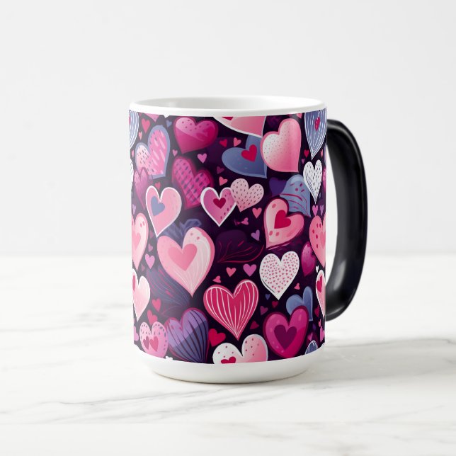 Taza Mágica Romántico diseño sin problemas de San Valentín (Anverso derecho)