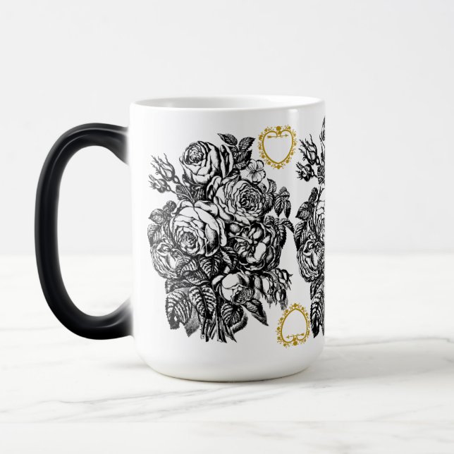 Taza Mágica Rosa Mug de amor negro y blanco (Izquierda)