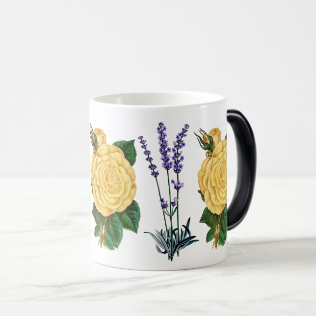 Taza Mágica Rosas Amarillas y Elegancia Floral de Lavanda Dulc (Anverso derecho)