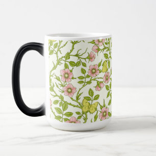 Taza Mágica Rosas silvestres y mariposas /rosa/verde pálido/am