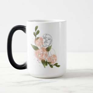 Taza Mágica Rostro floral minimalista – rosas suaves