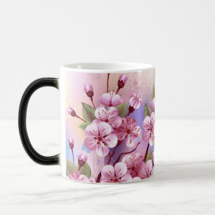 Taza Mágica Sakura rosa sobre fondo de pintura
