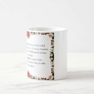 Taza Mágica Salmo 1 con bordes de flores