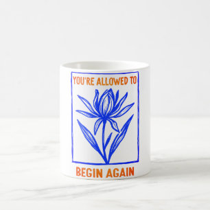 Taza Mágica Salud Mental Floral Azul