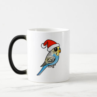 Taza Mágica Santa Budgie azul y amarillo