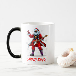 Taza Mágica ¡Santa Rocks! Gracioso Santa Claus tocando la guit