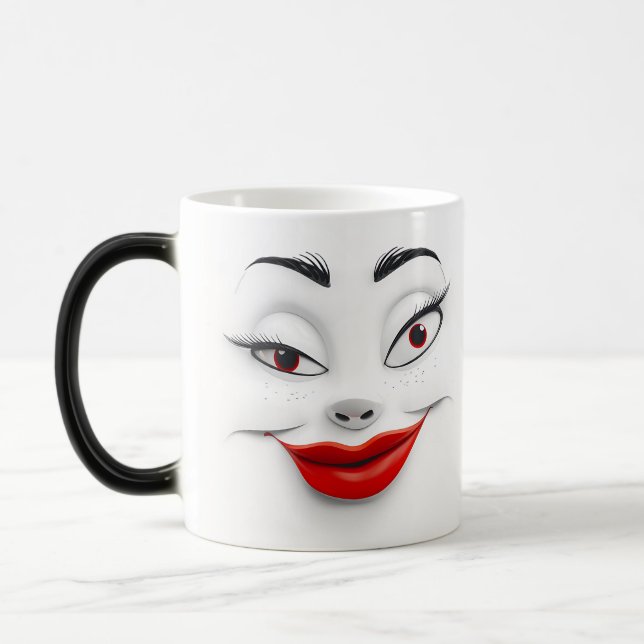 Taza Mágica Sarcastic Women Face with Red Lips (Izquierda)