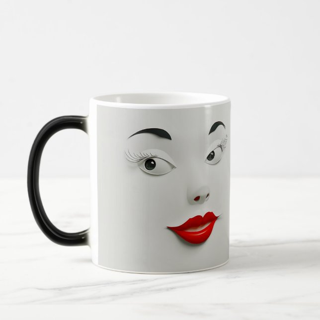 Taza Mágica Sarcastic Women Face with Red Lips (Izquierda)