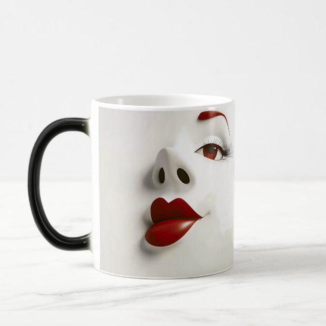 Taza Mágica Sarcastic Women Face with Red Lips (Izquierda)