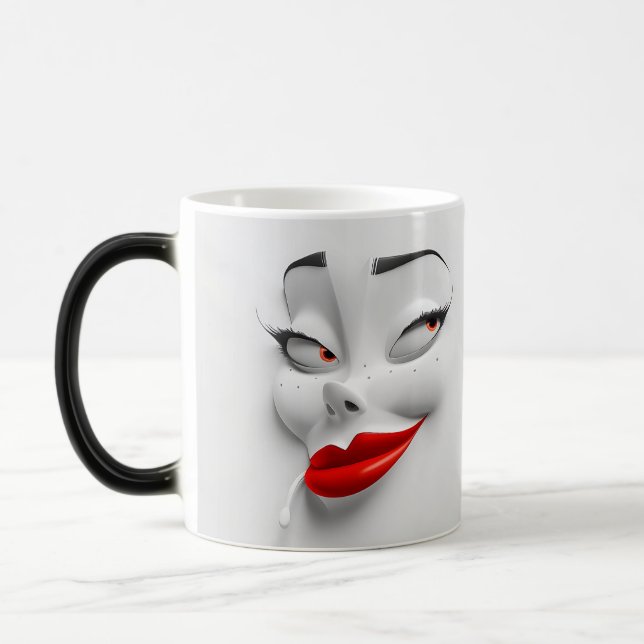 Taza Mágica Sarcastic Women Face with Red Lips (Izquierda)