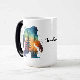 Taza Mágica Sasquatch Bigfoot Watercolor Personalized Name Mug