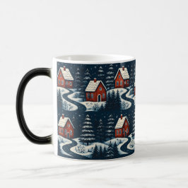 Taza Mágica Scandinavian Folk Art Cozy Winter Cabin Mug