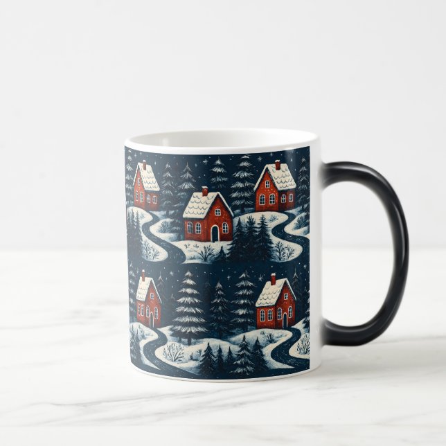 Taza Mágica Scandinavian Folk Art Cozy Winter Cabin Mug (Derecha)