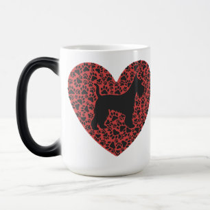 Taza Mágica Schnauzer Silhouette Heart Paws Print - Dog Lover