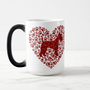 Taza Mágica Schnauzer Silhouette Heart Paws Print - Dog Lover