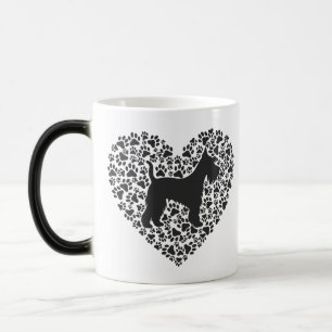 Taza Mágica Schnauzer Silhouette Heart Paws Print - Dog Lover