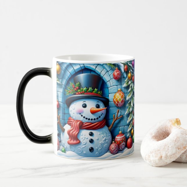 Taza Mágica Schneemann mit Weihnachtsdeko -  (Con donut)