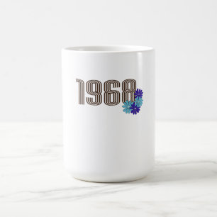 Taza Mágica Signo de paz de 1968 Flor hippie poder Aqua Purple