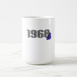 Taza Mágica Signo de paz de poder floral de 1968 morado hippie