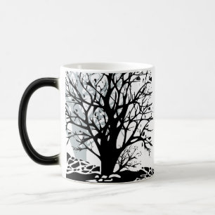 Taza Mágica Silueta de árbol negro moderno abstracto sombra bl