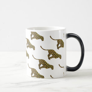 Taza Mágica Silueta de Leopardo Marrón y Amarillo