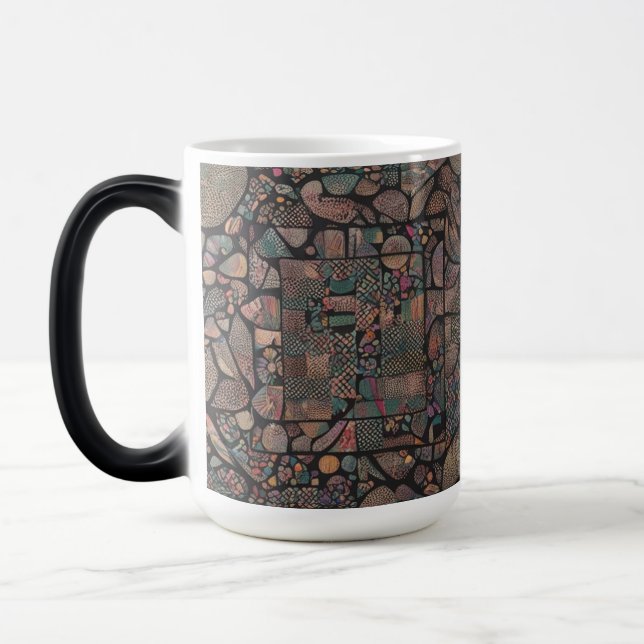 Taza Mágica Silueta de patrón abstracto - artístico de 15 oz (Izquierda)