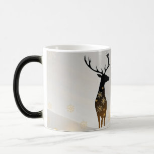 Taza Mágica silueta de reno elegante adornada con dorado